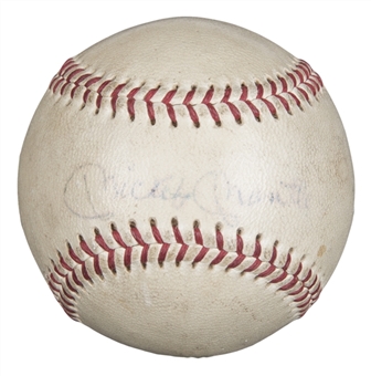 Mickey Mantle Vintage Single Signed OAL Cronin Baseball (JSA)